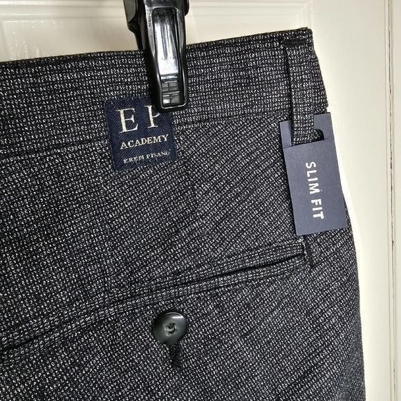 Eredi Pisano Academy Dress Pants Size 46EU 30US Slim Fit Black White Heather New - Picture 6 of 7